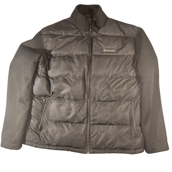 Mercedes-Benz Jacket Mens Extra Large Black Puffer Knit Sleeve Full Zip FW3090